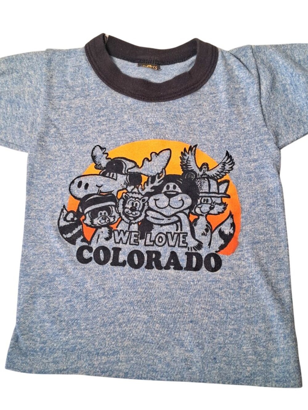 Vintage We Love Colorado Shirt Youth Kids 2T Blue Ringer T Wildlife Animals